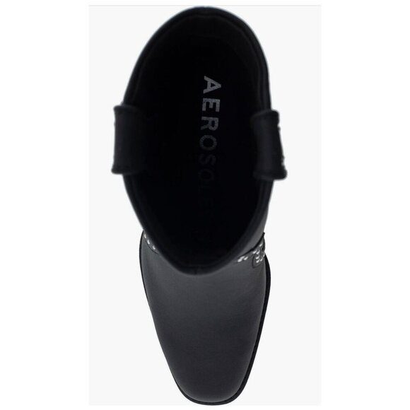 Aerosoles Womens Black Leather Lazu Studded Western Bootie Sz 7.5 New - Picture 10 of 14